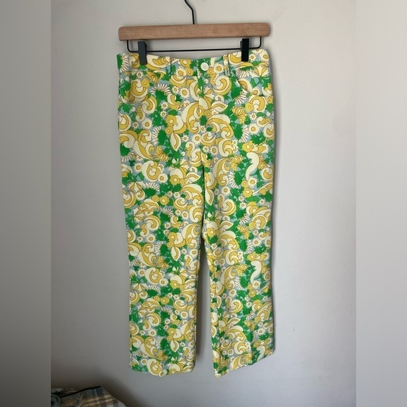 Zara Bright Bold Floral Print High Rise Pants Size Medium NWT - Picture 1 of 9